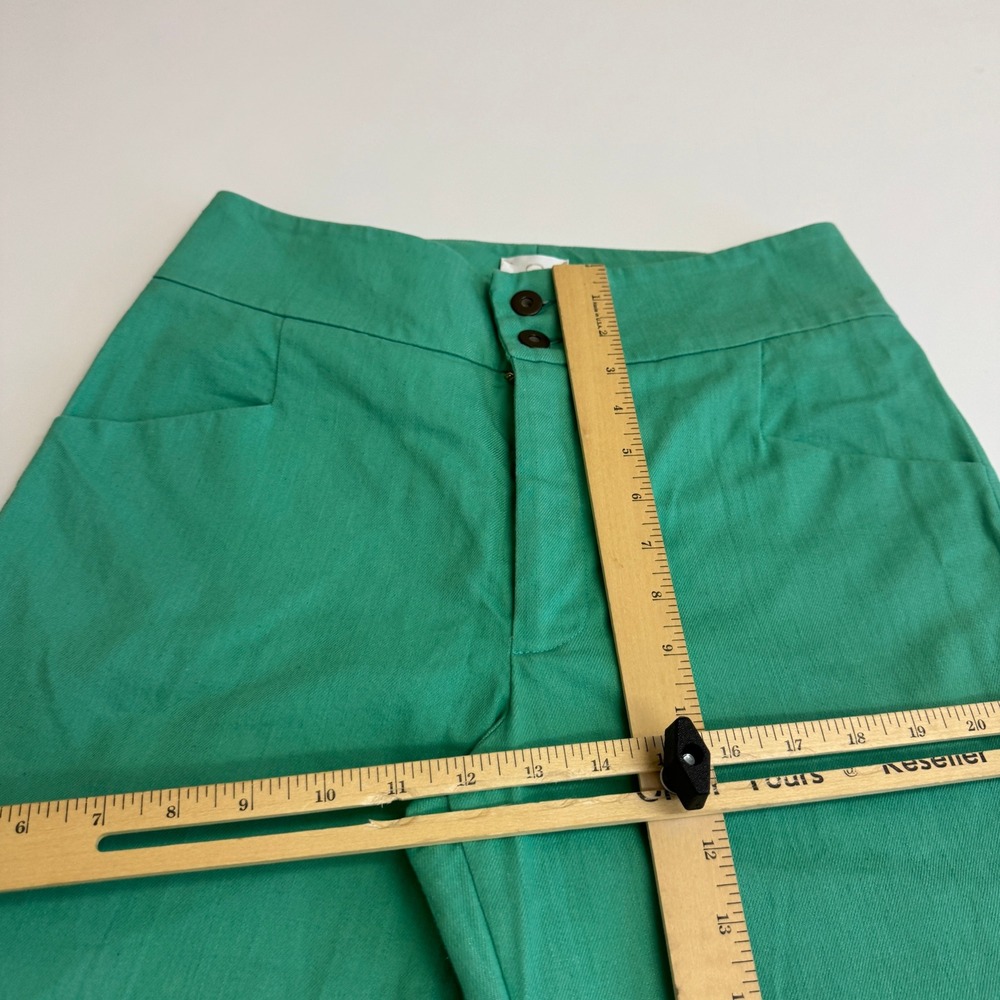 Koshka Mashka Paris Pants Womens 40 FR Green French Raw Hem Retro Straight Leg - Picture 8 of 9